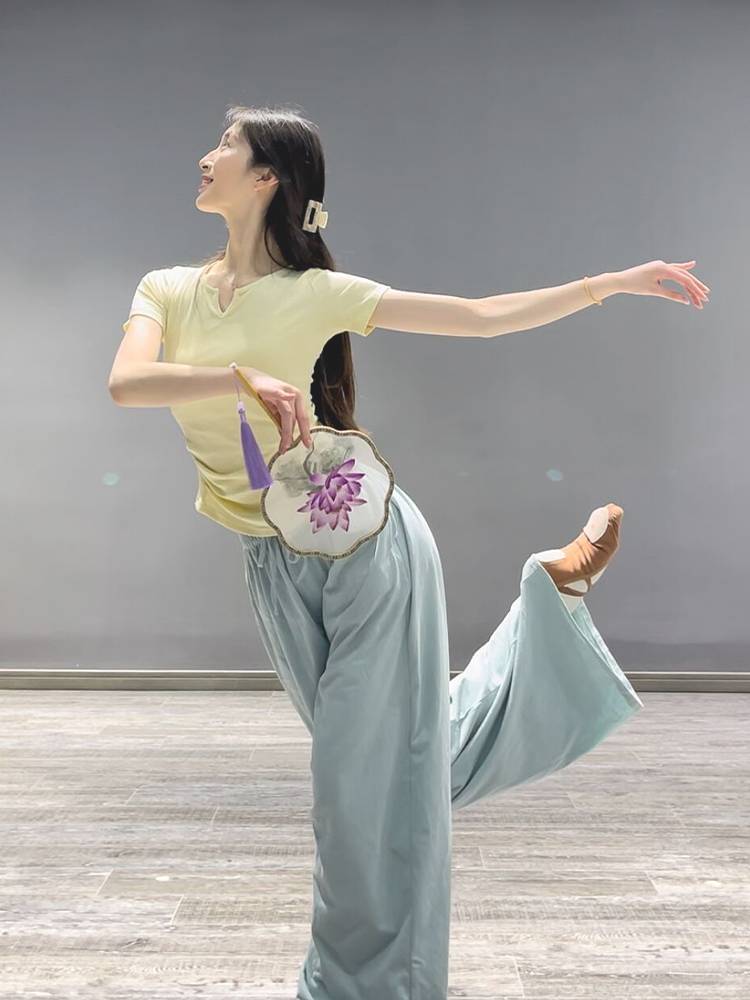 Modern dance exercise uniforms loose wide -leg pants Classical dance body thin body training suit Chinese dance pants
