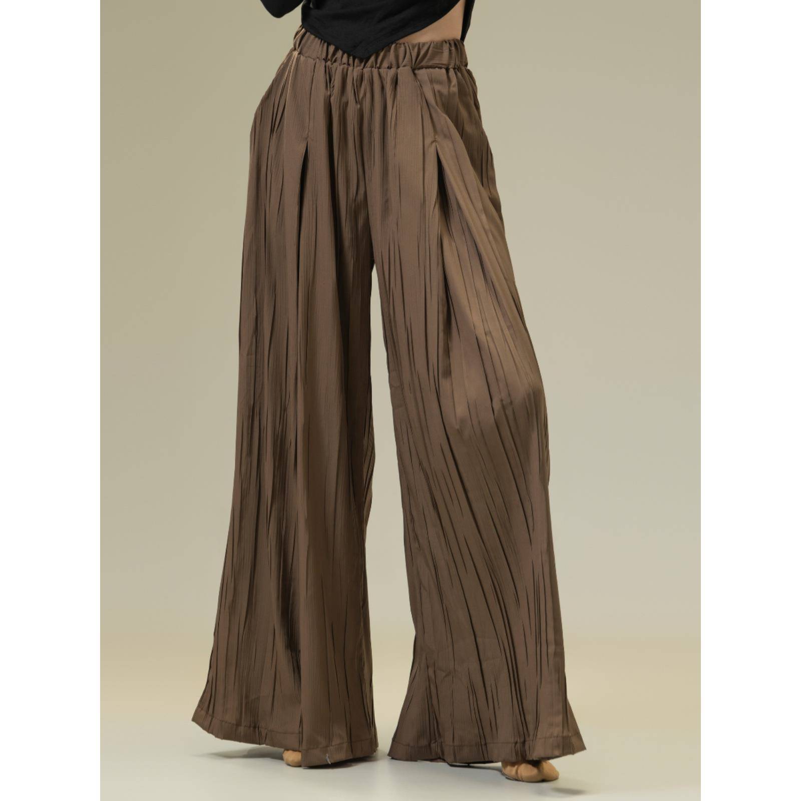 Modern dance elegant wide leg pants practice, trousers loose dance dance, female dance pants folds Zen pants