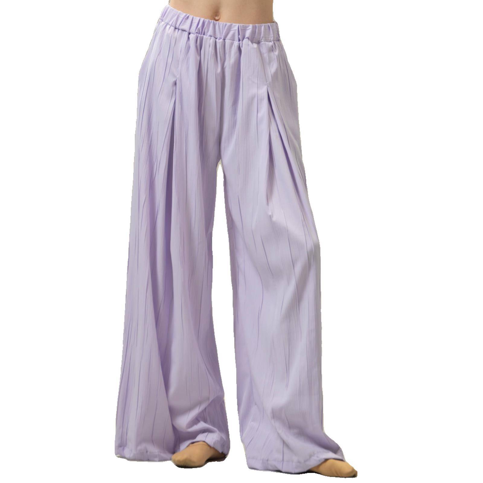Modern dance elegant wide leg pants practice, trousers loose dance dance, female dance pants folds Zen pants