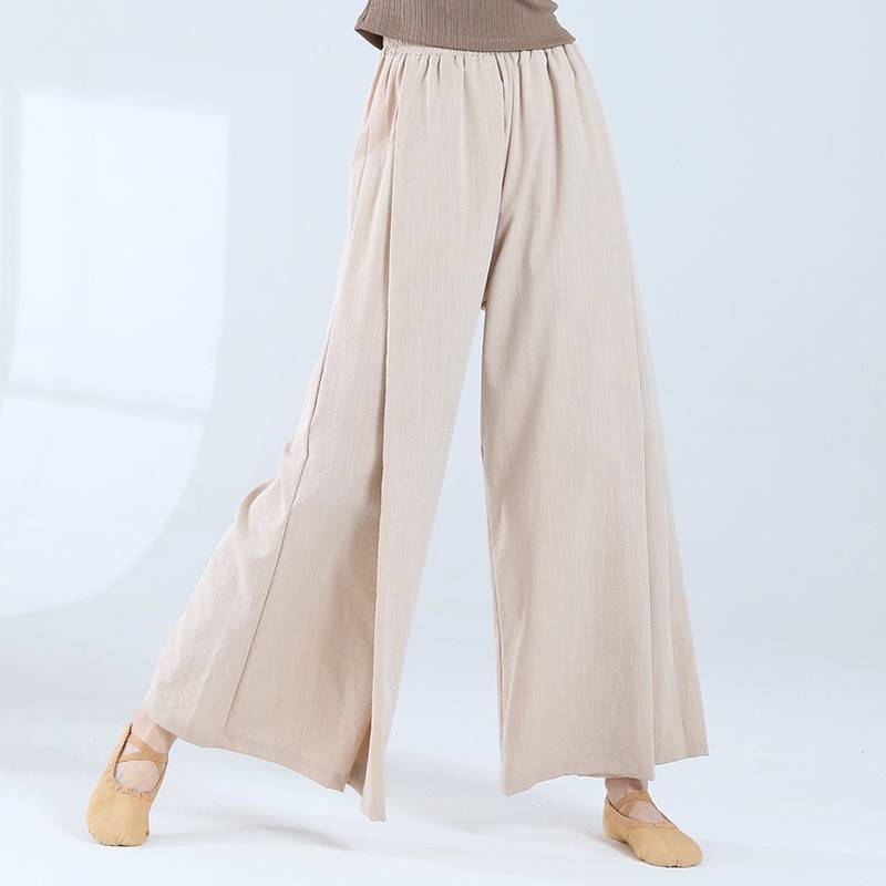 Modern dance clothing classical loose straight -legged wide -leg daily practice pants, threatening, girl wearing Chinese dance pants