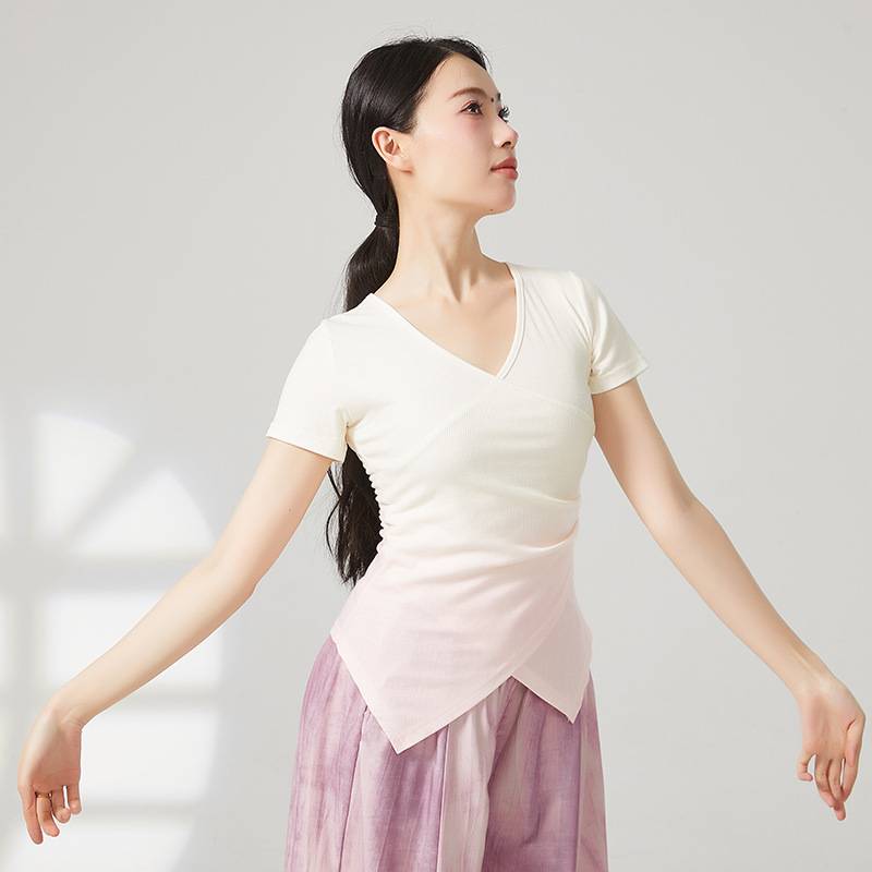 Research modern dance adult dance clothing classical dance short -sleeved gradient jackets Classical dance repair body clothes