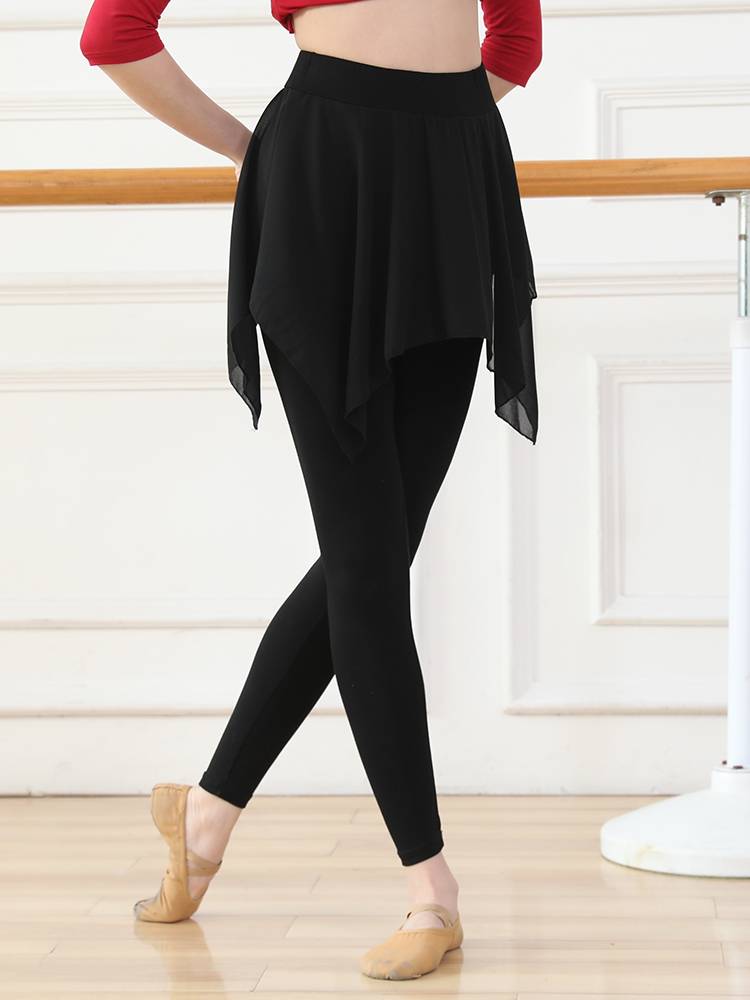 Women's dance skirt pants tight Modal adult practice pants Modern dance shape classical black chiffon cropped pants