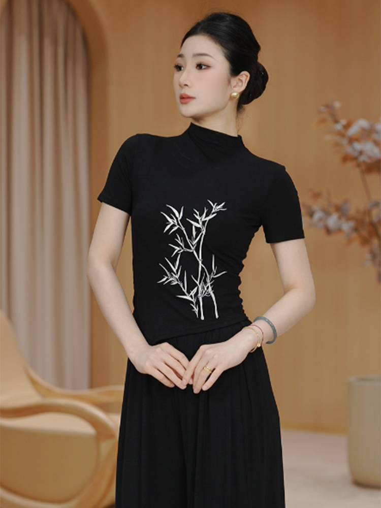 Adult practice service Modern dance top female classical 2024 new body short -sleeved dancing special training daily