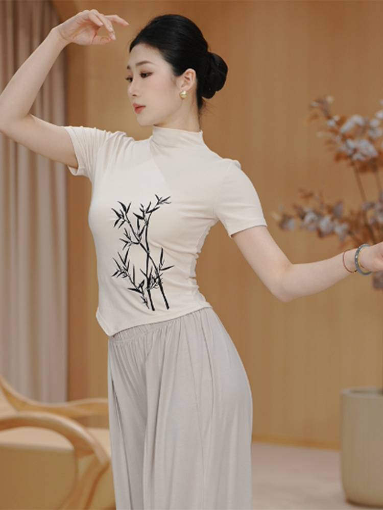 Adult practice service Modern dance top female classical 2024 new body short -sleeved dancing special training daily