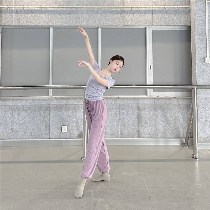 Student dance service women's short -sleeved shirt summer classical dance modern dance Chinese dance exercise uniforms are thin body training uniforms