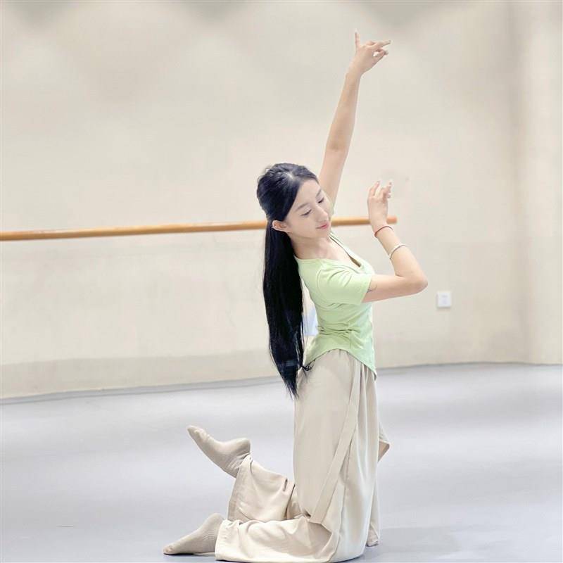 Modern Dance Spring and Summer Dance Practice Services Top Classical Dance Professional Todels Training Severe Long -sleeved Clothing Female Art Test