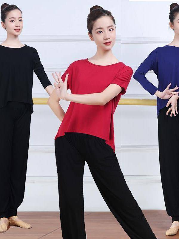 Modern dance clothing practice service women's suits classical Modal loose yoga clothing top body training service summer