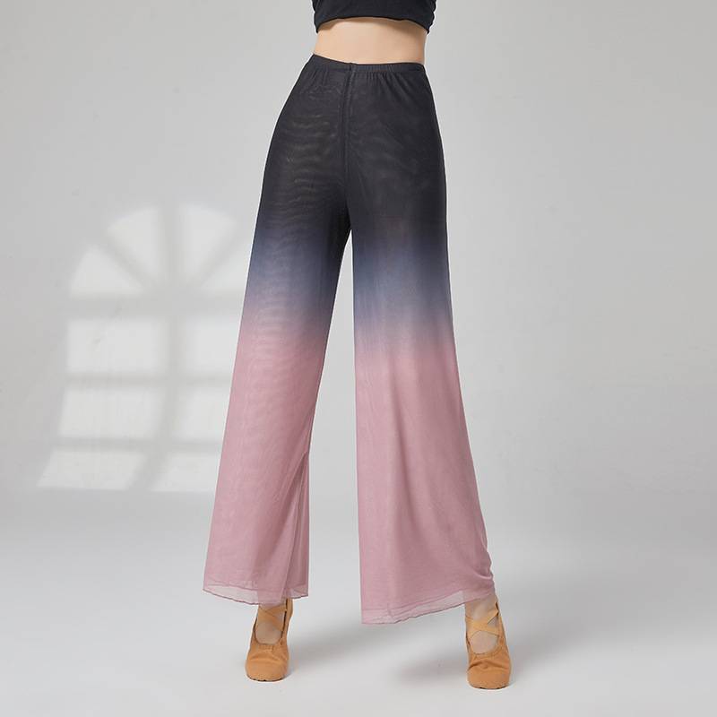 Chinese nation's gradient color net gauze classical dance modern dance -shaped body training skills wide -leg pants performance service women