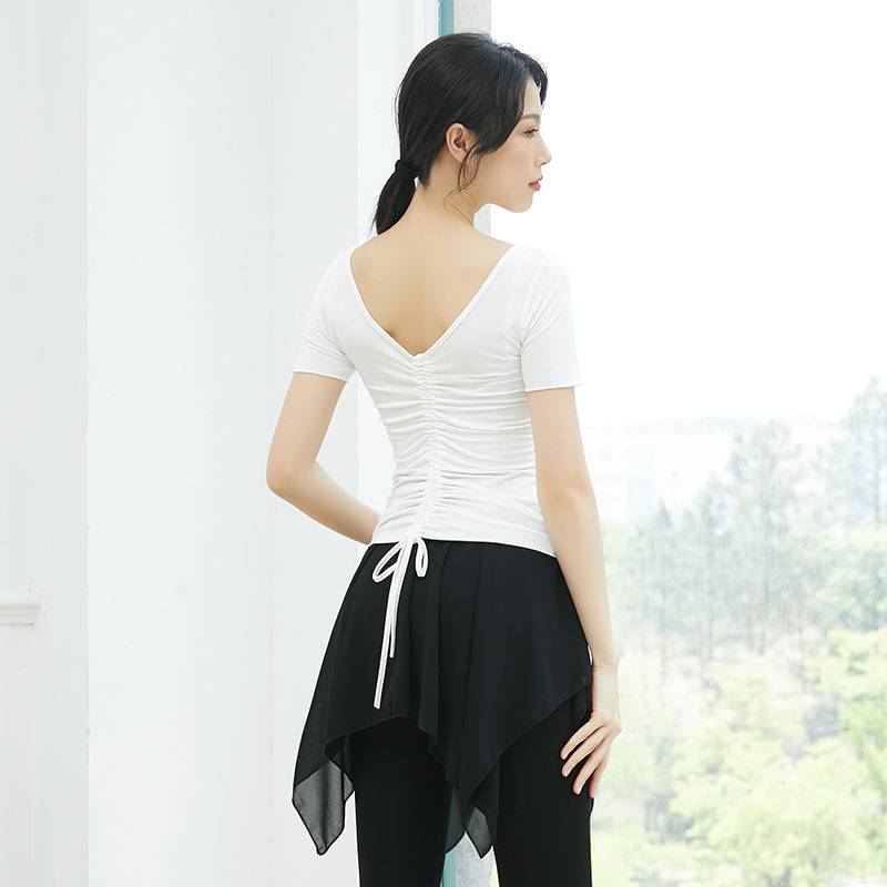 Do not refund the shirt Training Plaza Dance Dance Black Dancing Clothing Clothing Slim Sleeve Sleeve