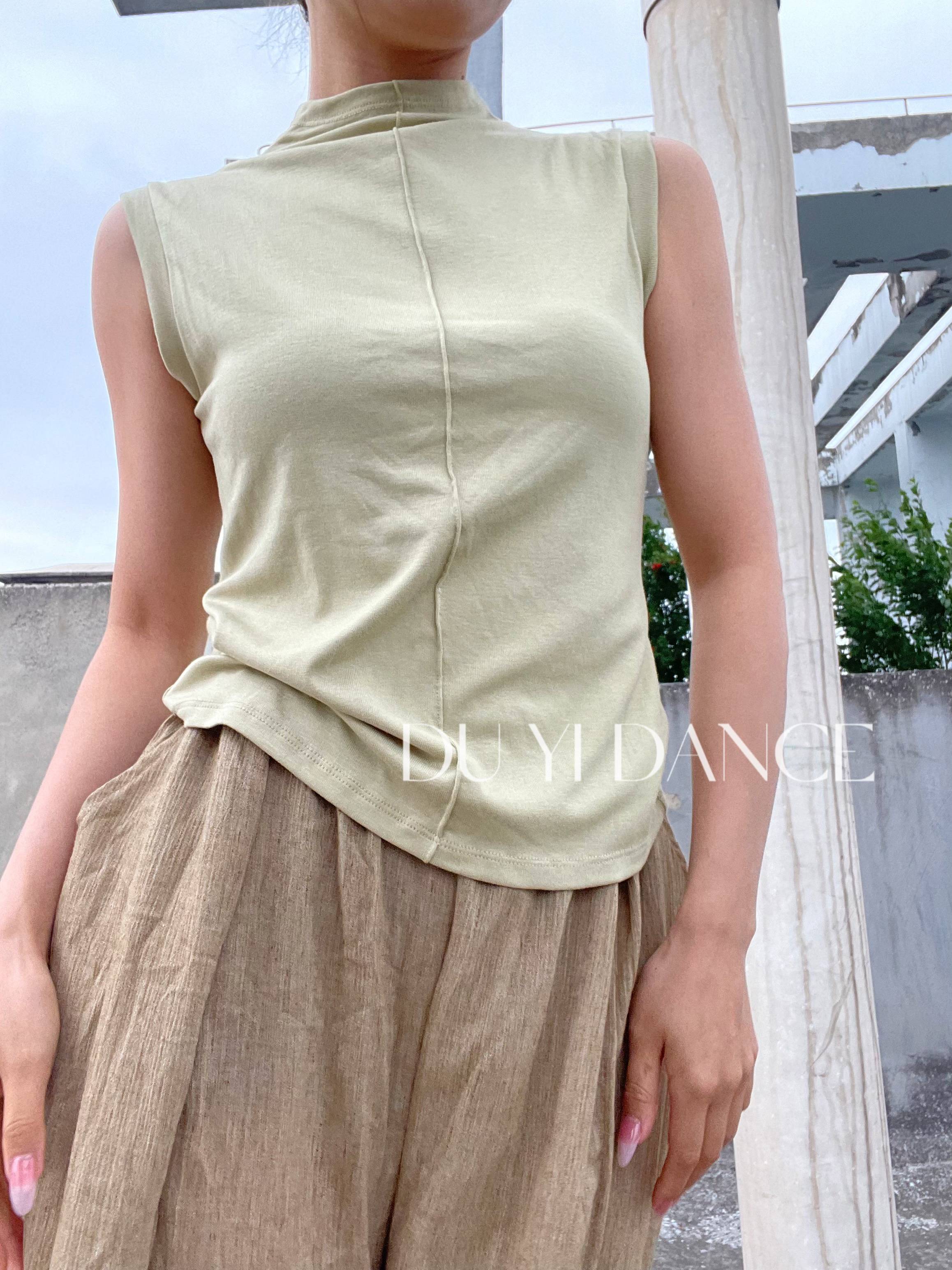 Modern dance -shaped body exercise vest yoga wears sleeveless vest half -high collar Chinese dance exercises modern dance