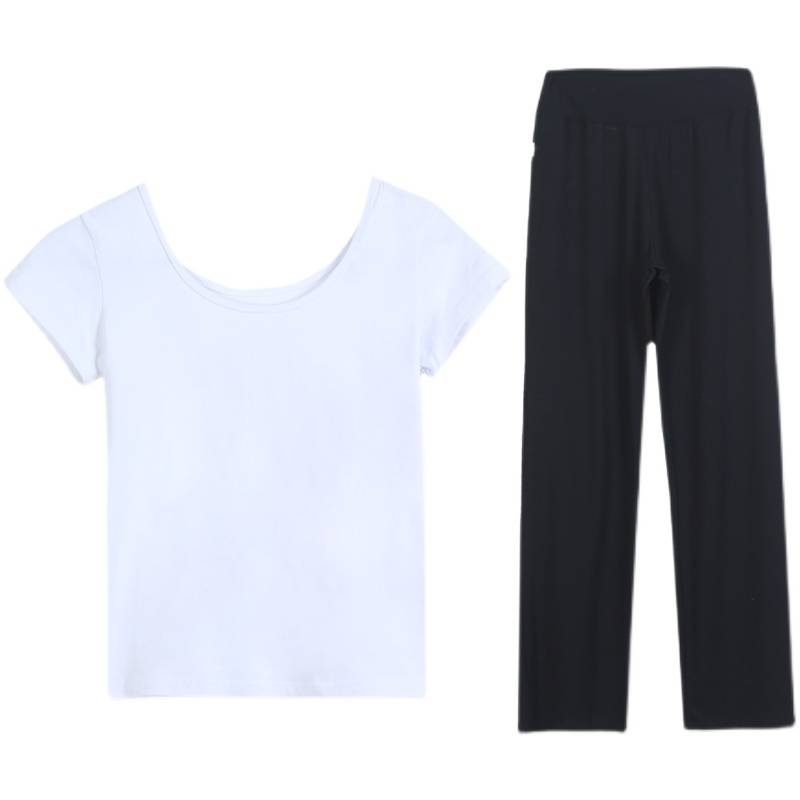 Dance Practice Services Female Student Sports Server Training Series Black Straight Pants Modern Chinese Dance Short Sleeve Top