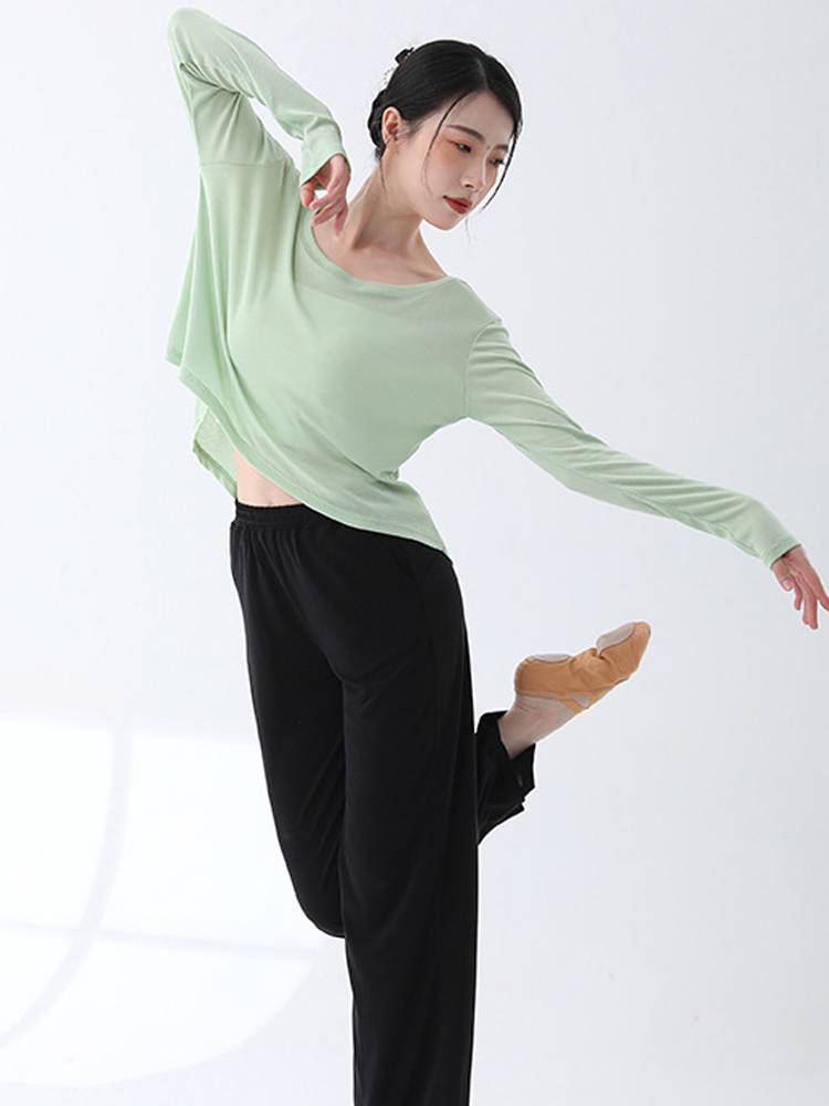 Modern dance exercise service female adult loose dance clothing long -sleeved blocciences koji training service classical dance performance clothing