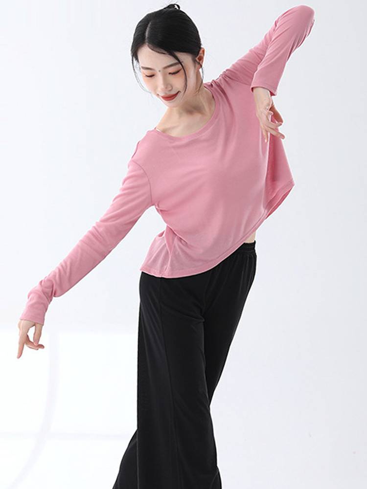 Modern dance exercise service female adult loose dance clothing long -sleeved blocciences koji training service classical dance performance clothing