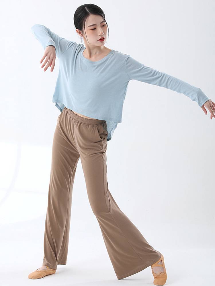 Modern dance exercise service female adult loose dance clothing long -sleeved blocciences koji training service classical dance performance clothing