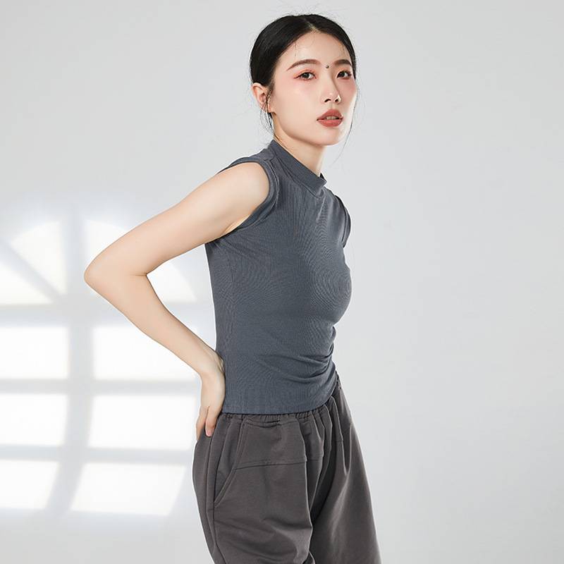 Modern dance service sleeveless vest teachers in class training clothes new high -necked top dance practice service summer