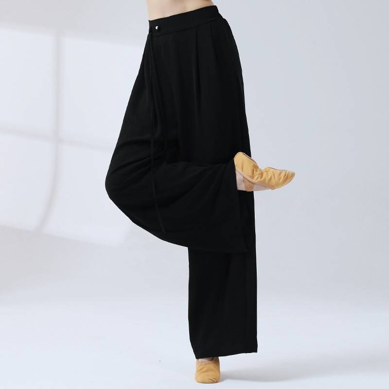Modern classical dance exercise pants, loose ribbon wide -leg air pants daily wear muscle sensor, mountain pants dumpling pants