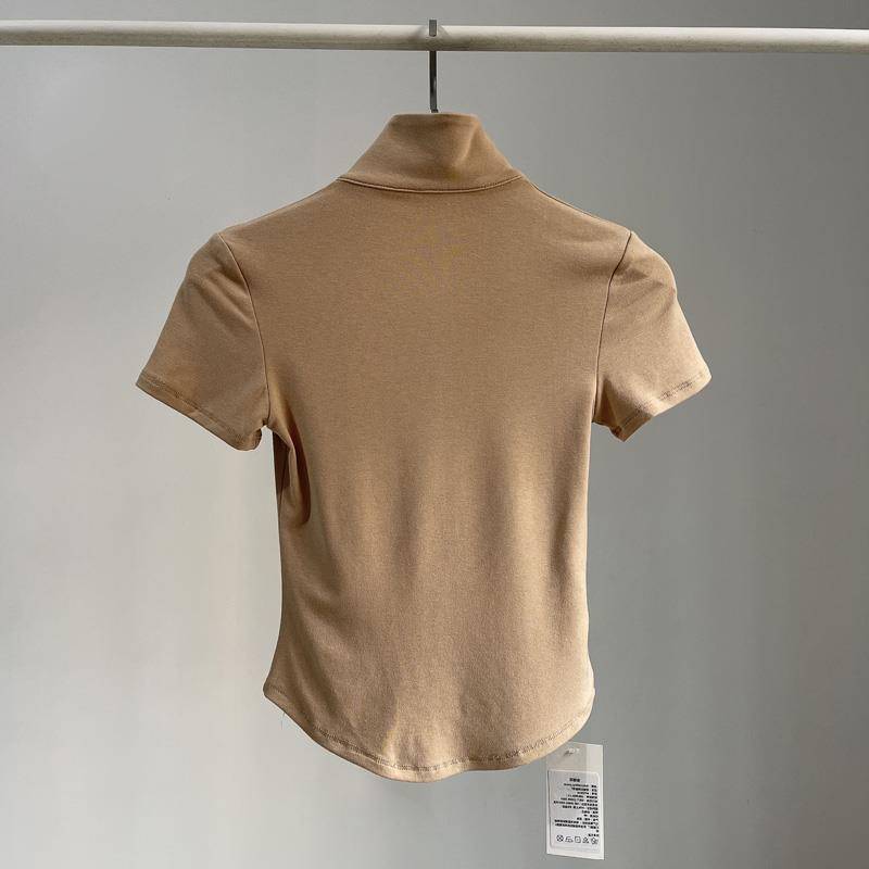 Modern dance top women's zipper short -sleeved clothing versatile dance exercise uniform adult Chinese classical dance base training uniform