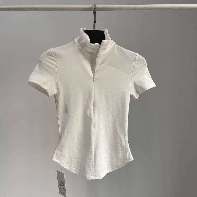 Modern dance top women's zipper short -sleeved clothing versatile dance exercise uniform adult Chinese classical dance base training uniform