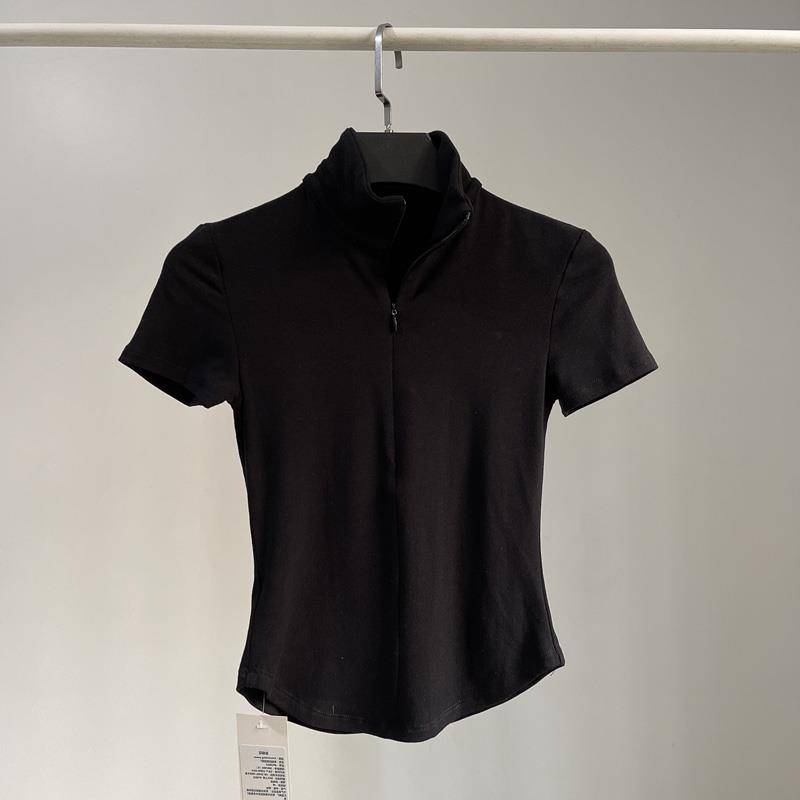 Modern dance top women's zipper short -sleeved clothing versatile dance exercise uniform adult Chinese classical dance base training uniform