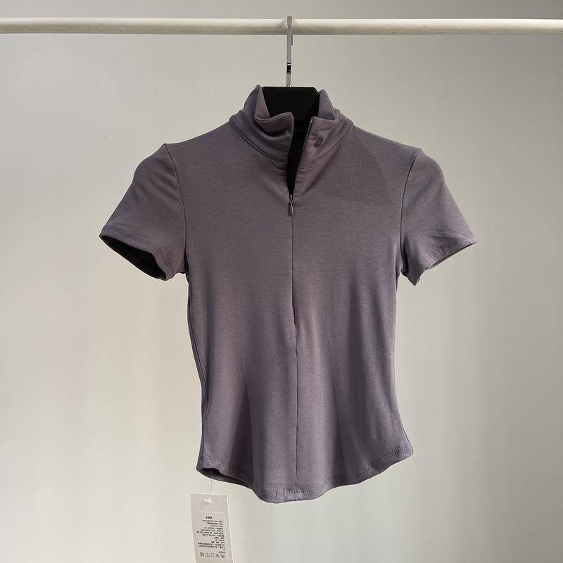 Modern dance top women's zipper short -sleeved clothing versatile dance exercise uniform adult Chinese classical dance base training uniform