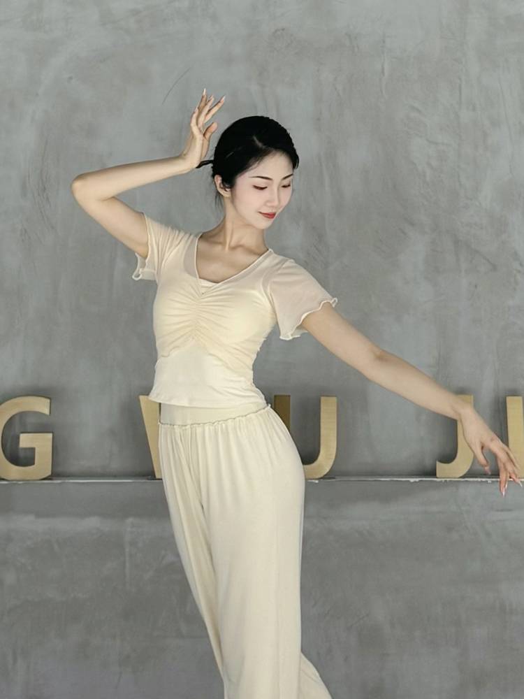 Dance practice service summer female new dancing clothes classical dance shirt short sleeve modern ballet training suit