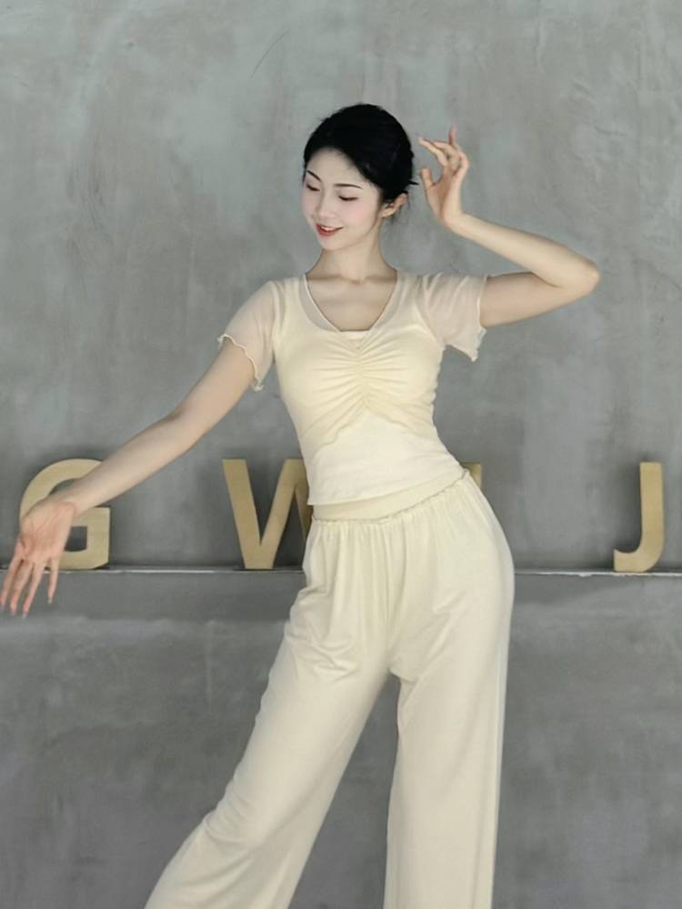 Dance practice service summer female new dancing clothes classical dance shirt short sleeve modern ballet training suit