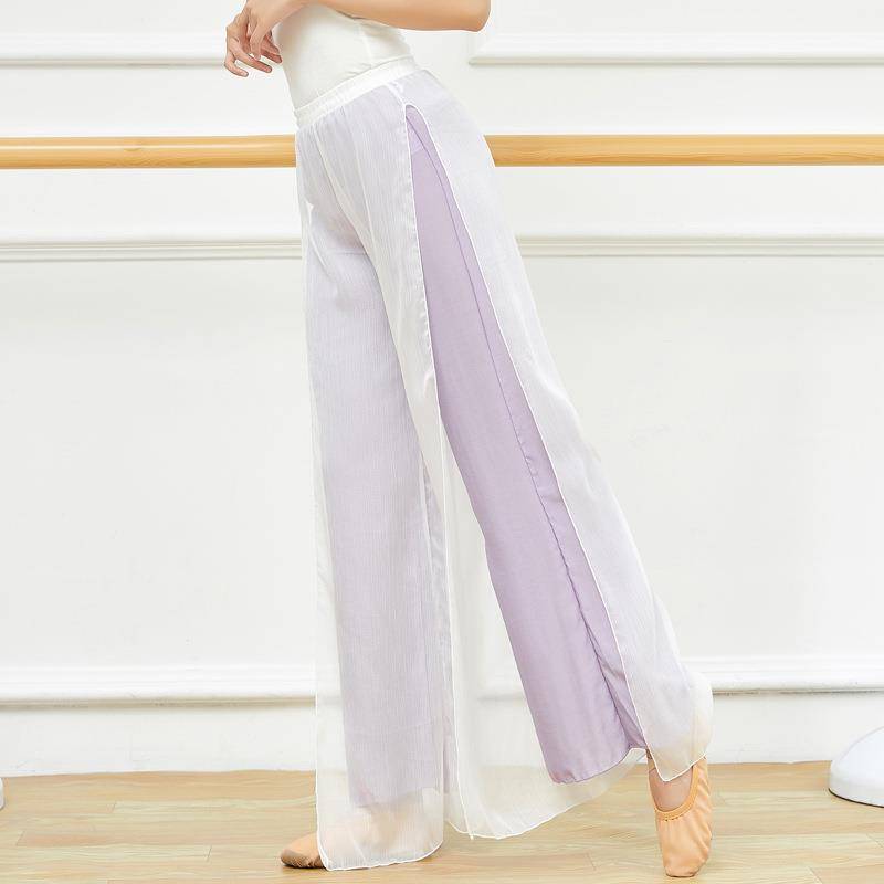 Custom clearance ~ chiffon flowing split wide -leg pants ethnic modern dance table performance clothes body practice pants