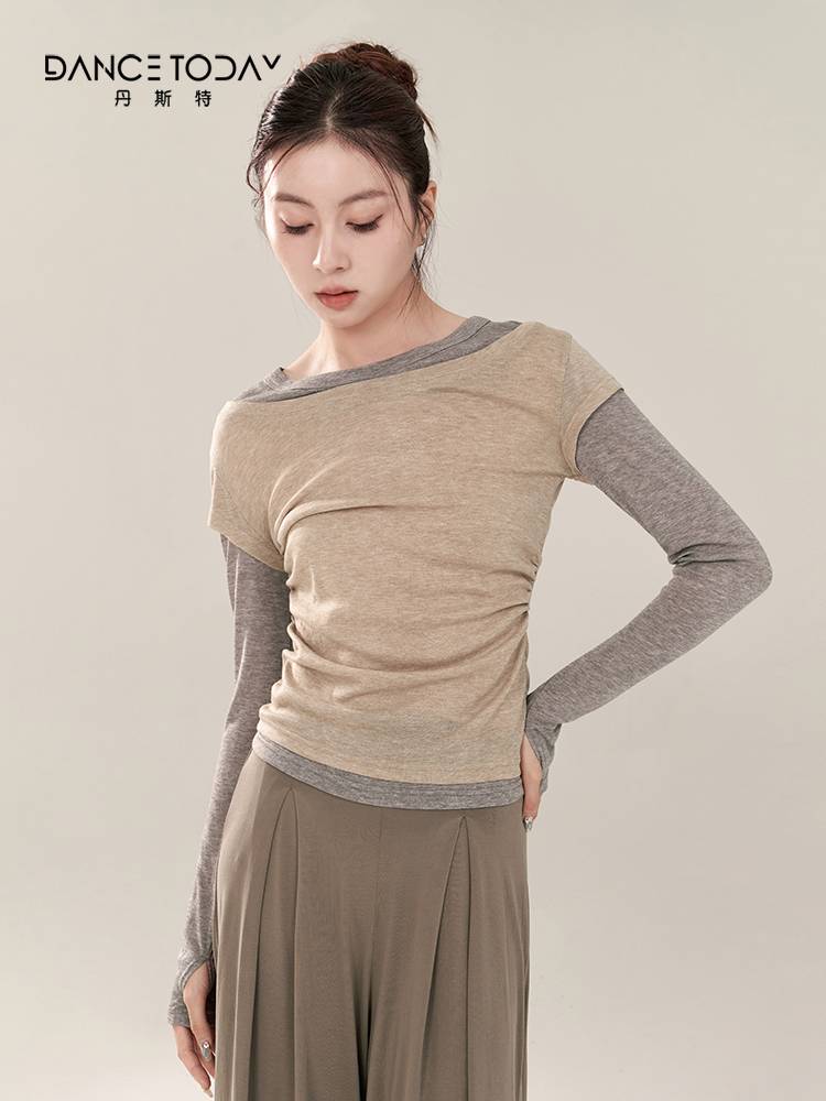 Dancetoday Modern Dance Fake two long -sleeved top female dance clothing Chinese classical dance -shaped sportswear clothing
