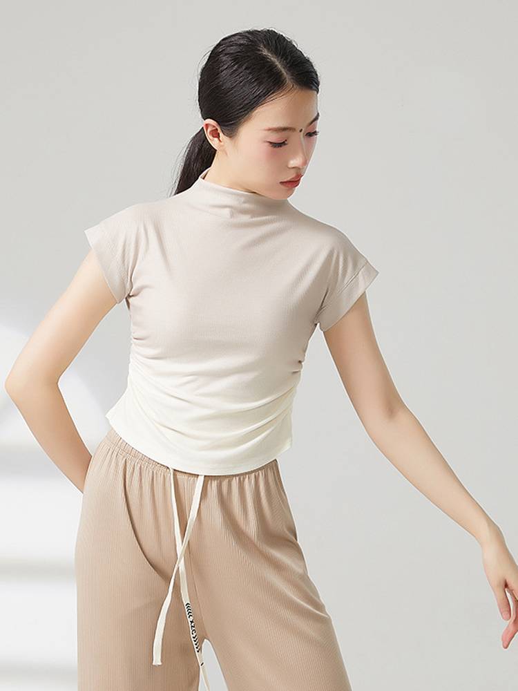 Summer gradient short -sleeved ethnic modern dance body training exercises and clothing slim art test performance top T -shirts T -shirt