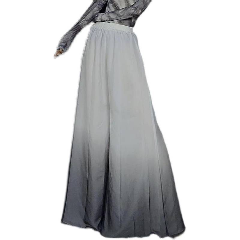 WYZ cover classical folk dance gradient ink dance pants wide -leg 9 -point pants men and women practice pants