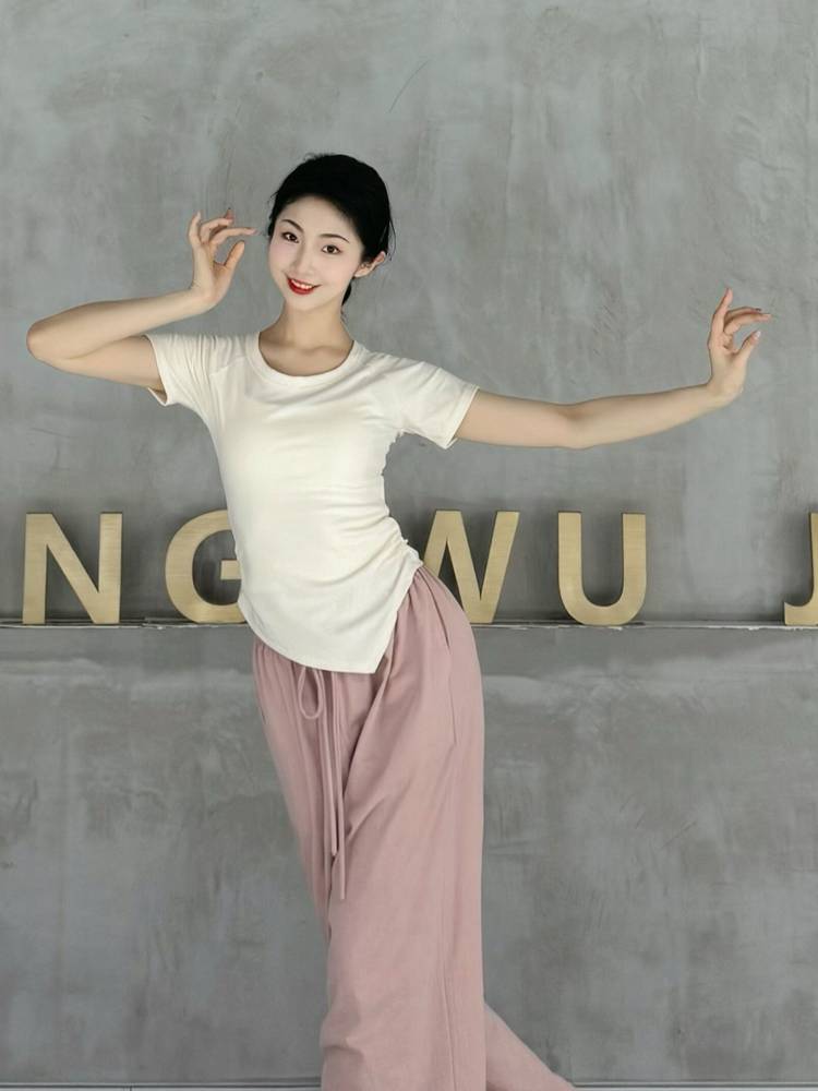 Dance training service summer modern dance training service female short -sleeved classical dance -shaped dress Chinese dance top training service