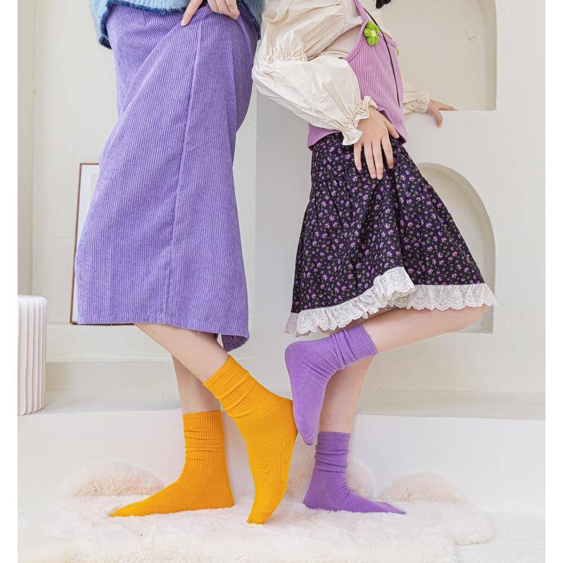 Modern dance socks dance practice socks Child candy color body pure color mid -long female whole cotton elastic floor socks