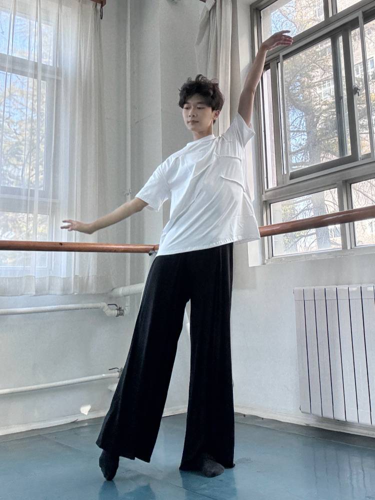 Dance practice service Short -sleeved men and women pure cotton loose student body training service jazz dance service modern dance top summer