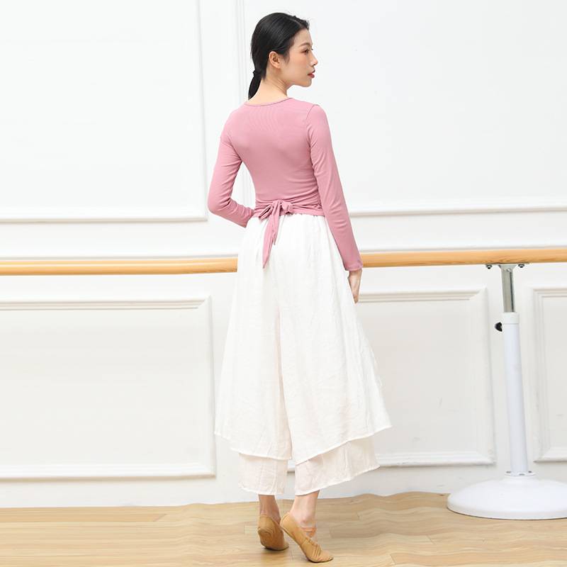 2022 Spring Dance Service Female adult long -sleeved V -neck line Latin dance -service ballet modern dance top teacher art test