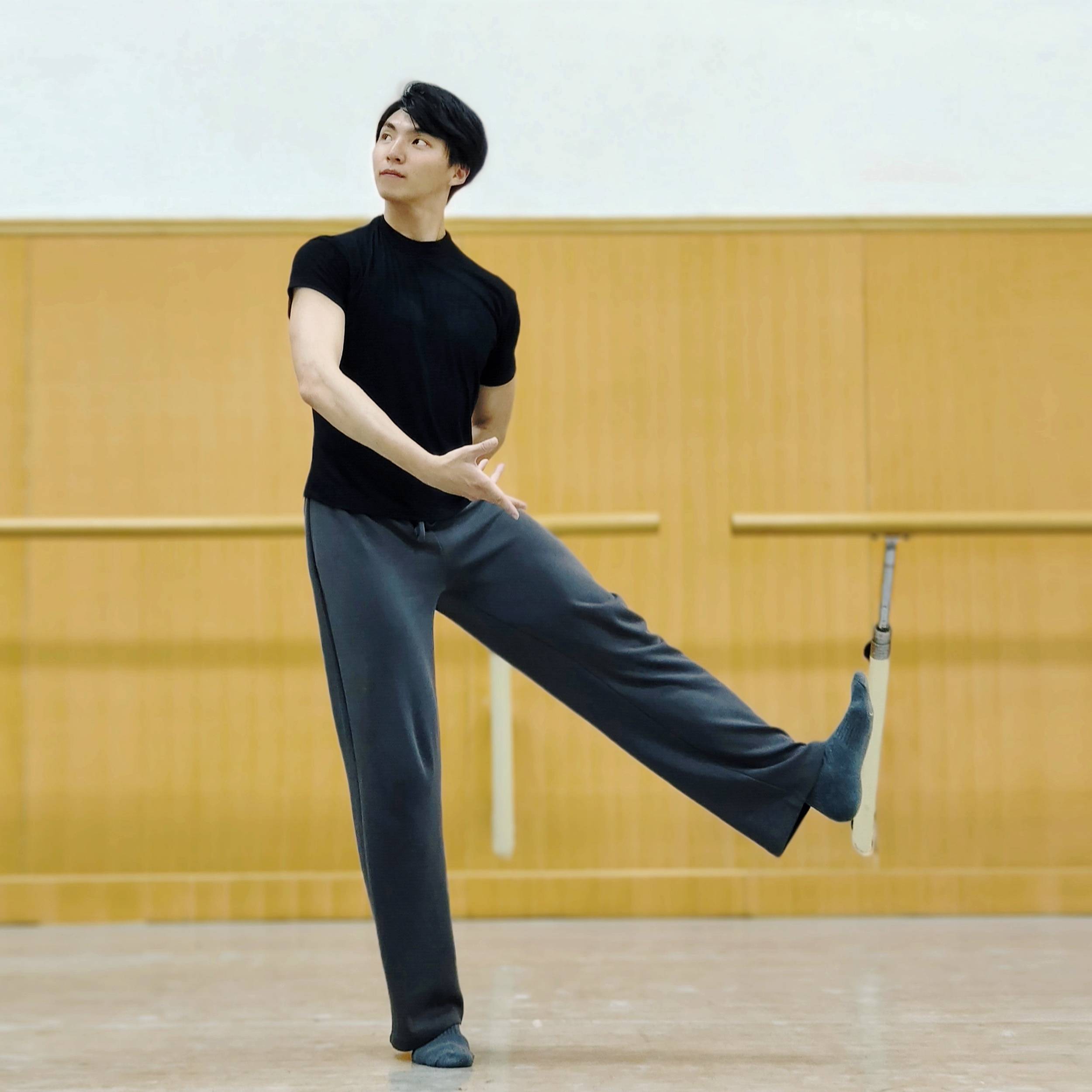 Modern dance practice service men's black small high -lead T -shirt basic ballet classic short -sleeved classical dance