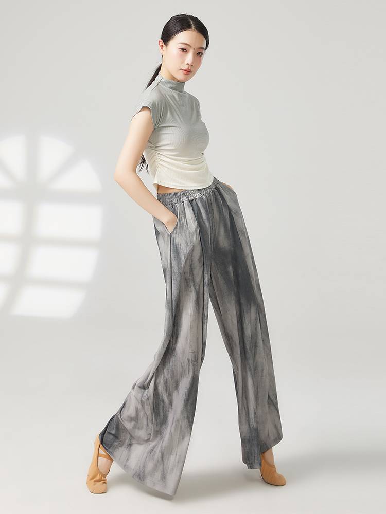 Classical Chinese Dance Wide Legs Pants Female Modern Dance Folding Dance Pants Modern Dance Switching Pants