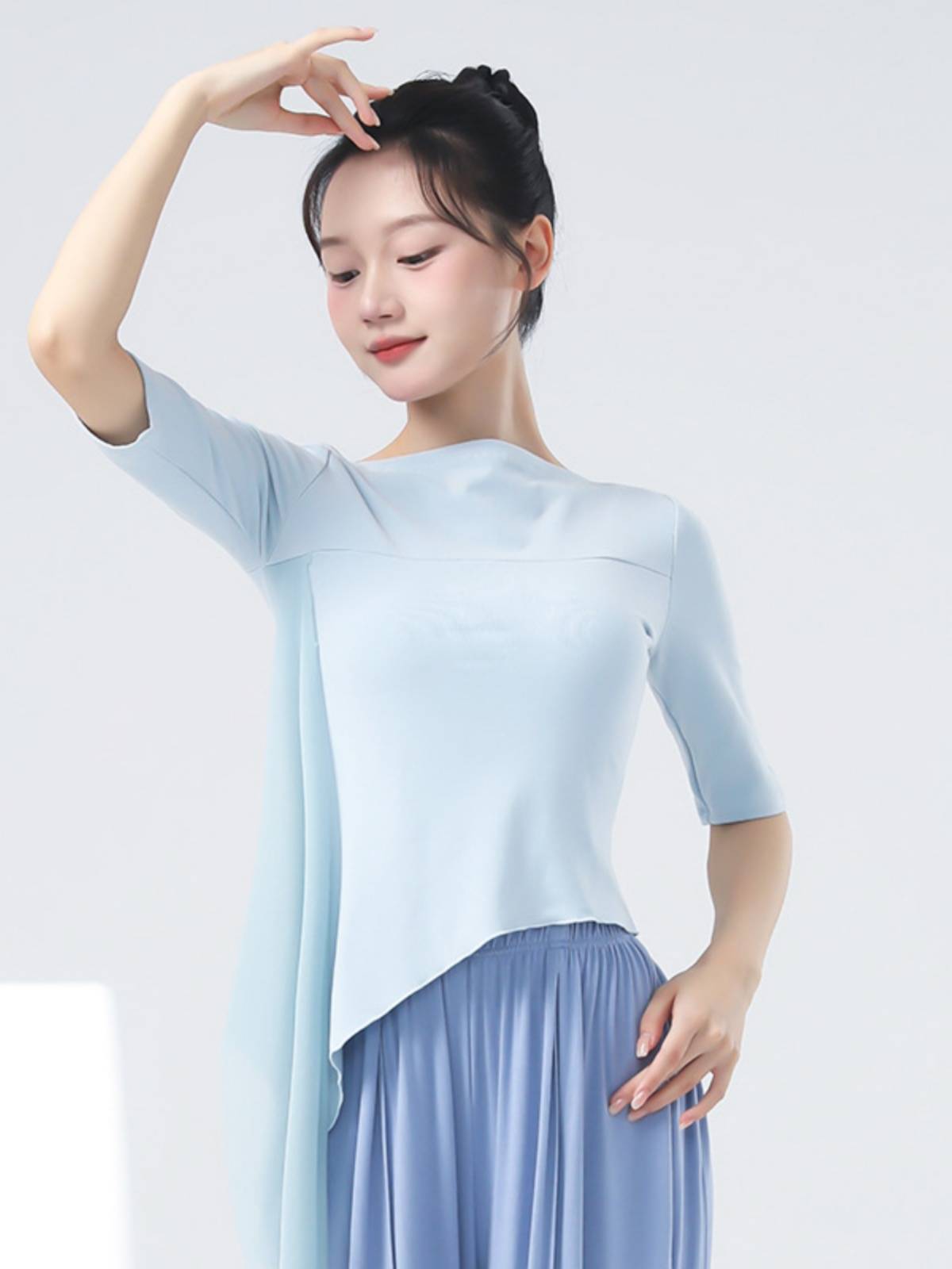 Modern dance clothing practice service female summer new body rhyme dance clothing short sleeves fingers fingers elegant slim top clothes