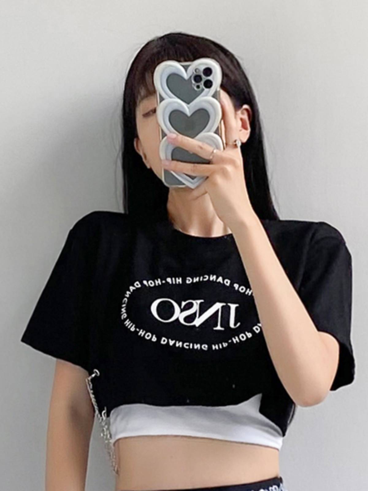 Jazz dance clothing female three -piece set of summer loose short -sleeved student hip -hop hip -hop adult modern dance performance