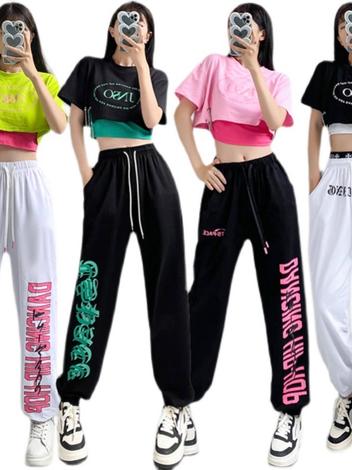 Jazz dance clothing female three -piece set of summer loose short -sleeved student hip -hop hip -hop adult modern dance performance