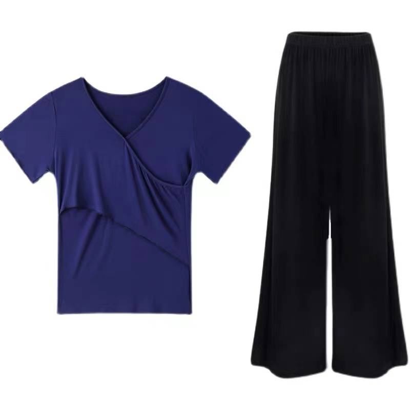 Spring and Summer Dance Dance Dance Fun Dressing Arts Examination Modern Dance Clothing New Long -sleeved Black High -leg Pants Set
