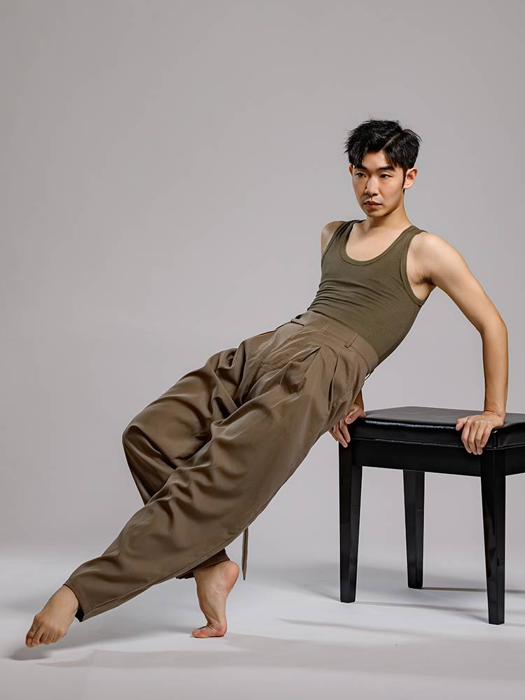 D377 dance service men's top vest, modern dance exercise, Chinese classical dance sports pure cotton sinking staff the same model