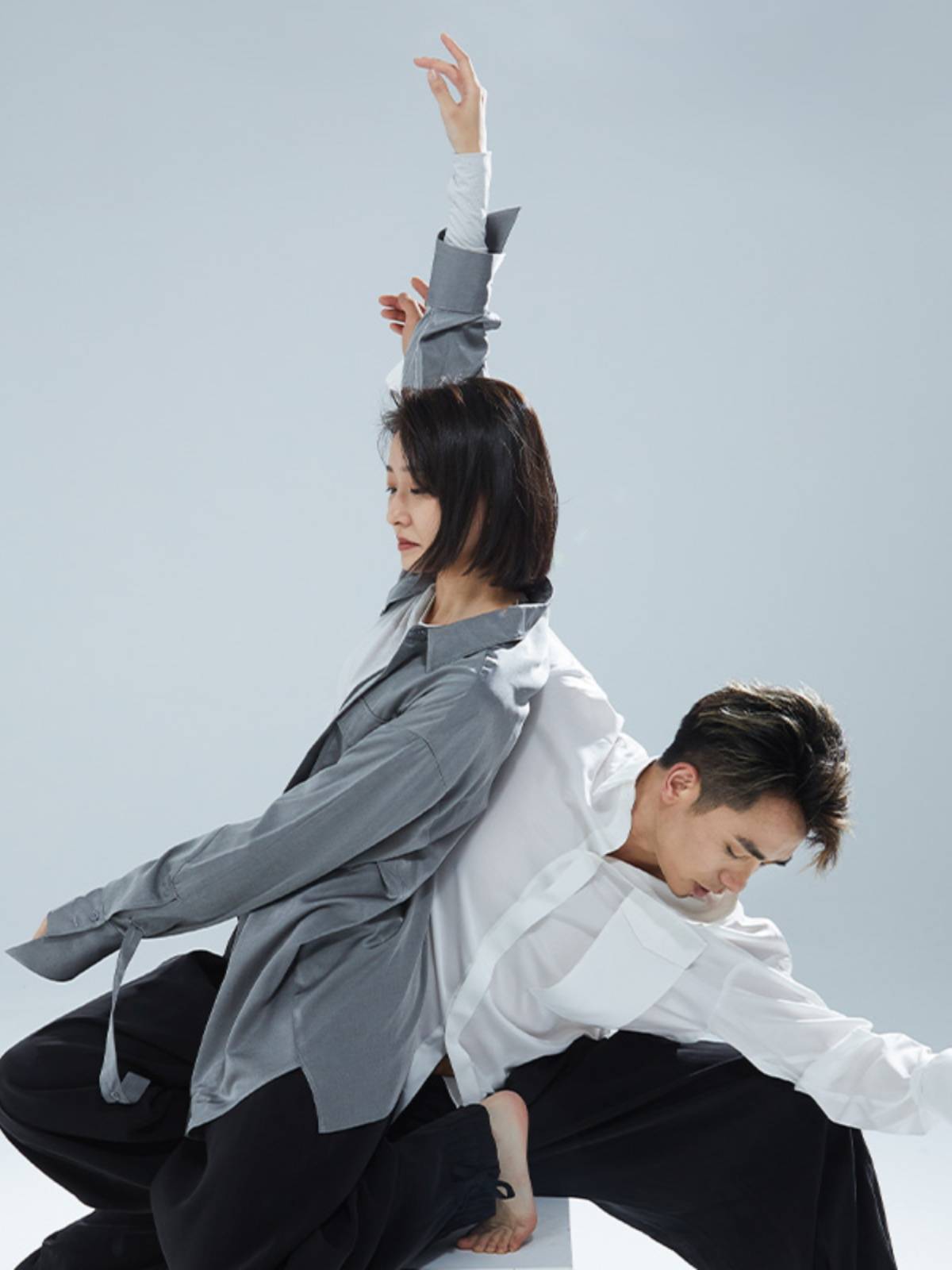 S36 original dance suit show shirt modern dance exercise white dancing top men's and women's large size loose