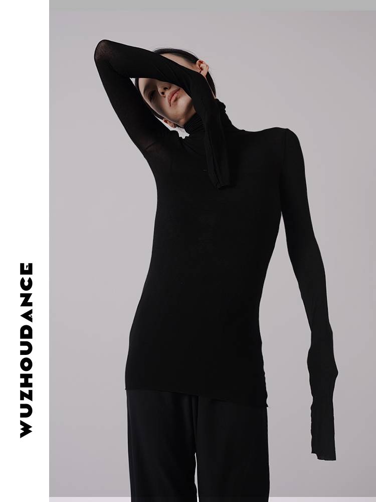 Dancezhou Danz Modern Dance Tie Tau T -shirt T -shirt Putting on a high -necked bottoming dance dance, practice service niche ballet
