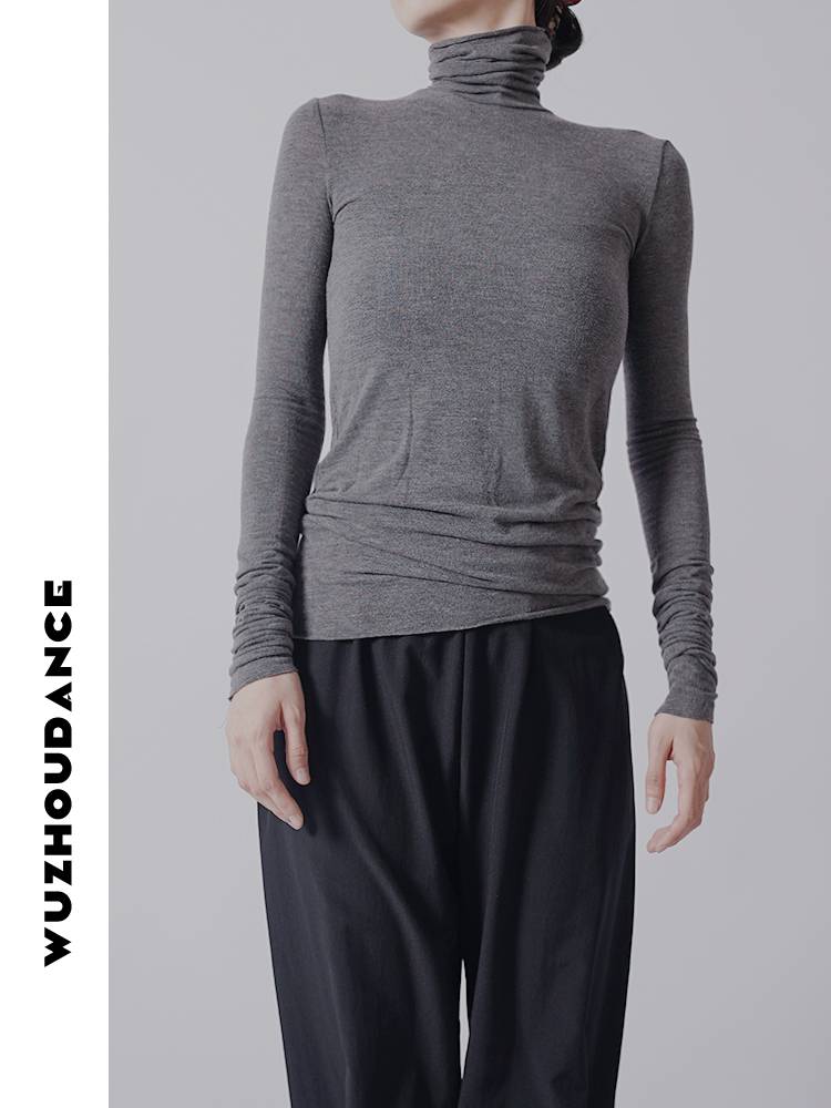 Dancezhou Danz Modern Dance Tie Tau T -shirt T -shirt Putting on a high -necked bottoming dance dance, practice service niche ballet