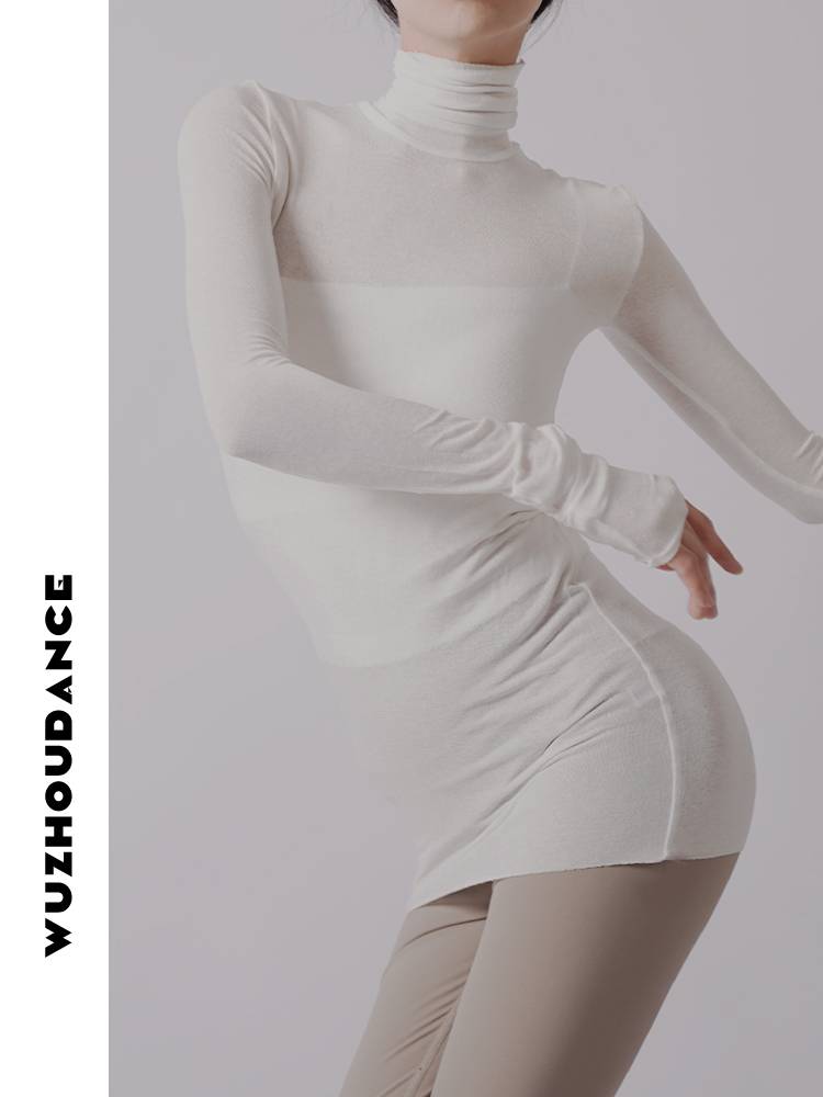 Dancezhou Danz Modern Dance Tie Tau T -shirt T -shirt Putting on a high -necked bottoming dance dance, practice service niche ballet