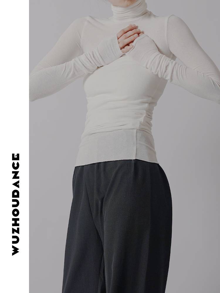 Dancezhou Danz Modern Dance Tie Tau T -shirt T -shirt Putting on a high -necked bottoming dance dance, practice service niche ballet