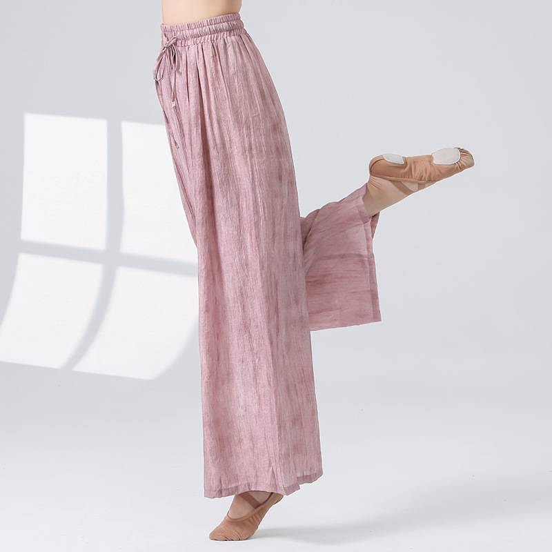 Modern Dance Pants Fmale Summer New High -WaisSted Straight -Legged Pants Folds