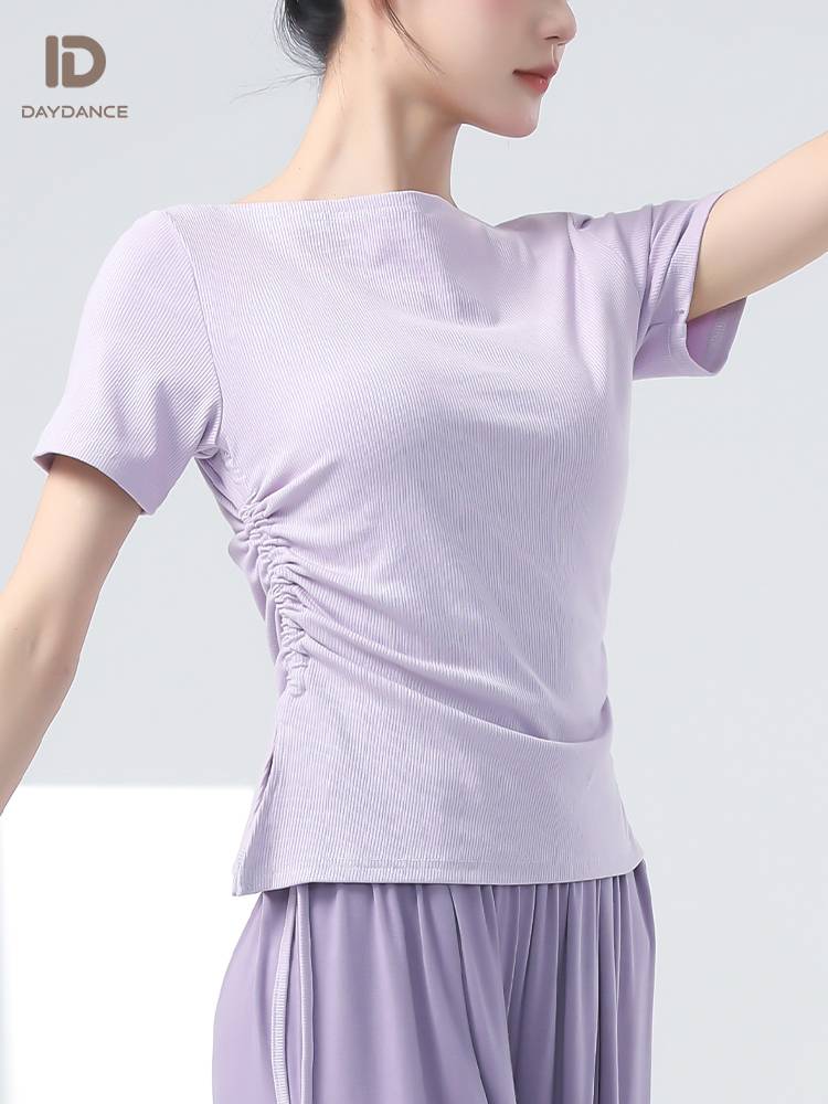 Dance service top female modern dance exercise body clothes summer new short -sleeved bottoming shirt classical Chinese dance set