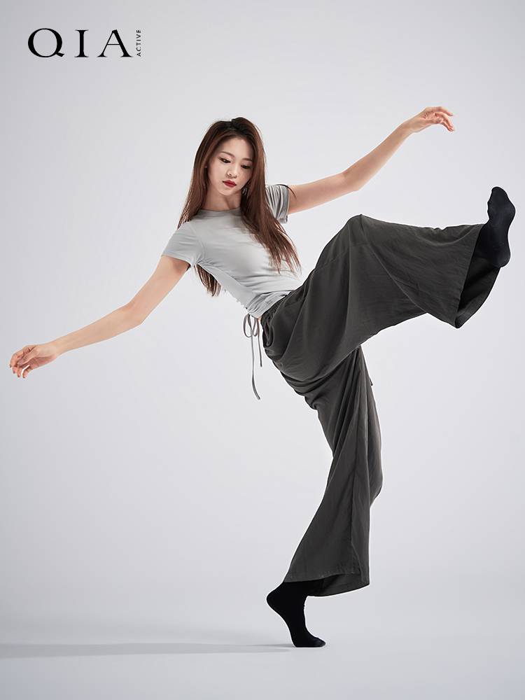 Kia Dance Practice Services 2024 Summer Adult Dancing Candidates Candidate Candidates Hollow Slim Modern Dance Short Sleeve Top
