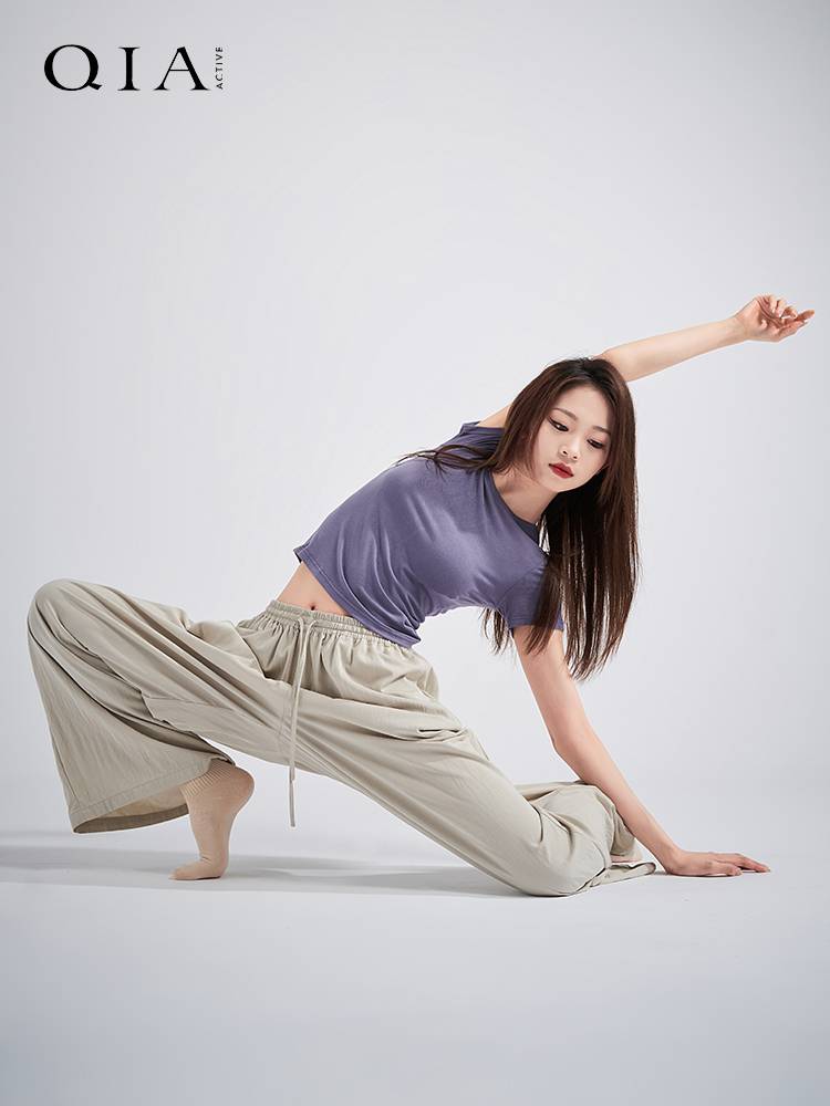 Kia Dance Practice Services 2024 Summer Adult Dancing Candidates Candidate Candidates Hollow Slim Modern Dance Short Sleeve Top